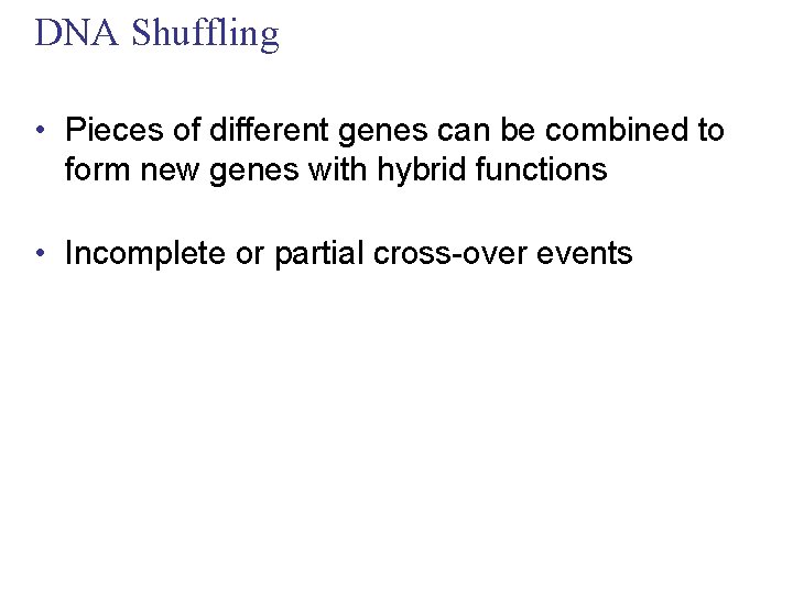 DNA Shuffling • Pieces of different genes can be combined to form new genes