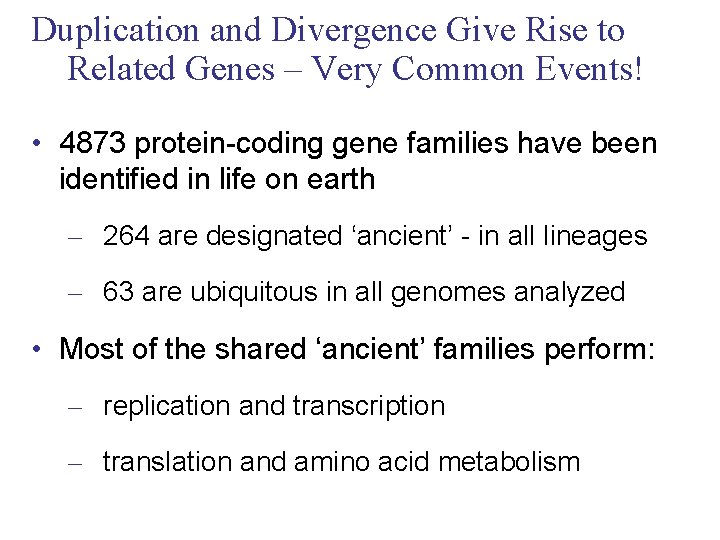 Duplication and Divergence Give Rise to Related Genes – Very Common Events! • 4873