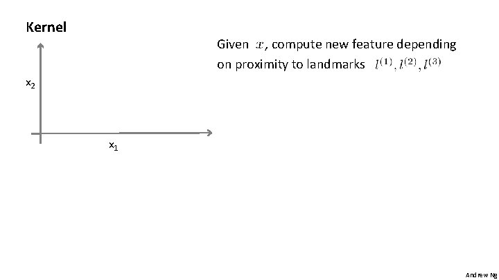 Kernel Given , compute new feature depending on proximity to landmarks x 2 x