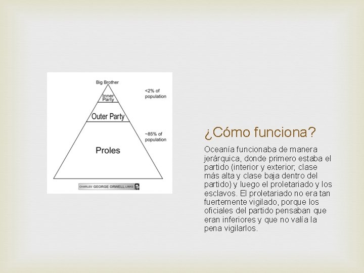 ¿Cómo funciona? Oceanía funcionaba de manera jerárquica, donde primero estaba el partido (interior y