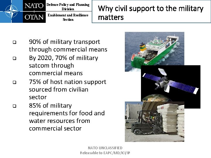 Defence Policy and Planning Division Enablement and Resilience Section q q Why civil support