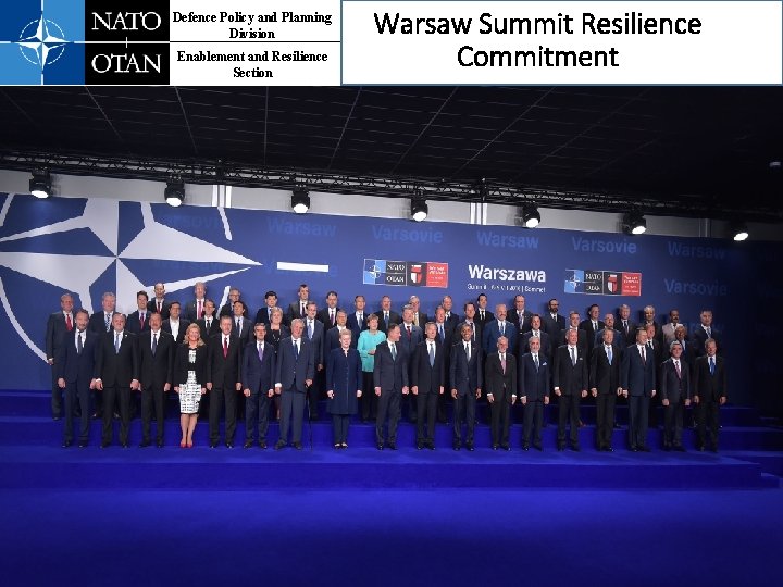 Defence Policy and Planning Division Enablement and Resilience Section Warsaw Summit Resilience Commitment 