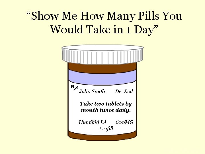 “Show Me How Many Pills You Would Take in 1 Day” John Smith Dr.