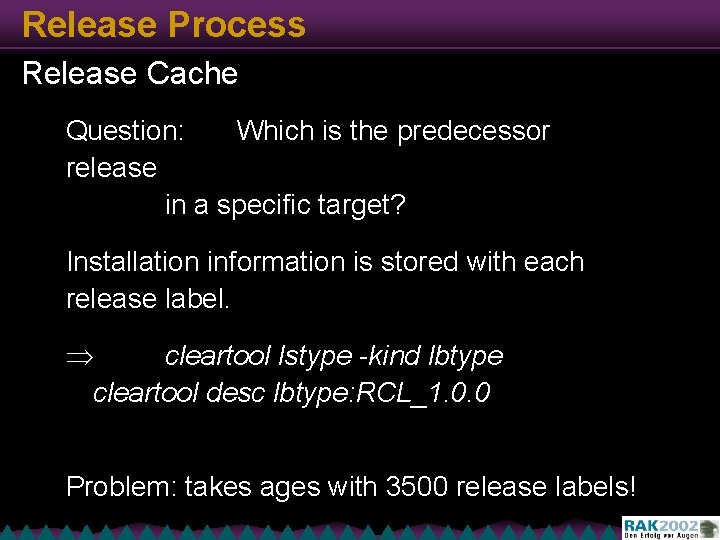 Release Process Release Cache Question: Which is the predecessor release in a specific target?