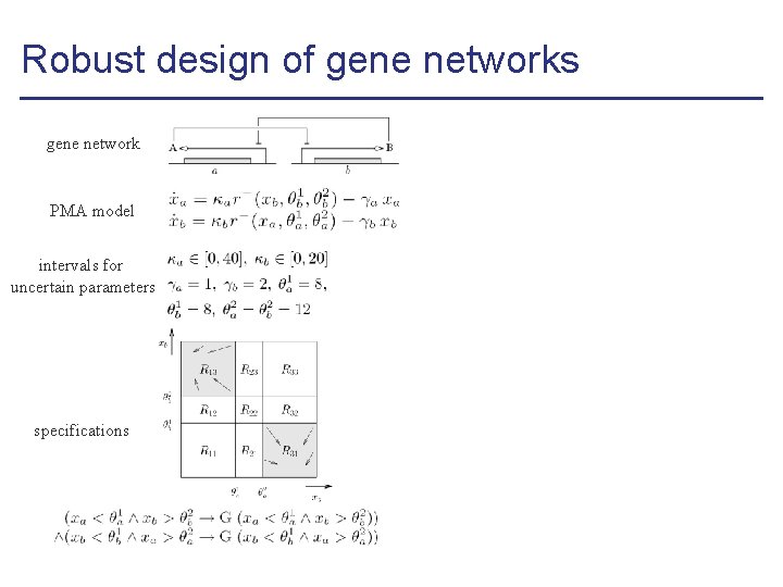 Robust design of gene networks gene network PMA model intervals for uncertain parameters specifications