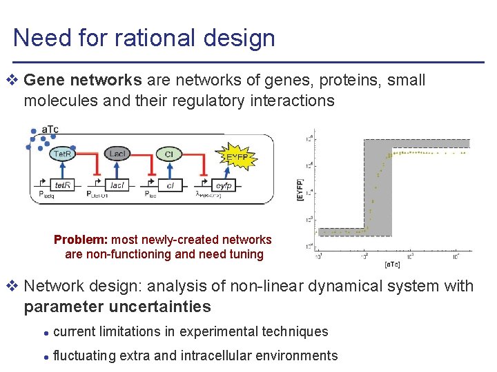 Need for rational design v Gene networks are networks of genes, proteins, small molecules