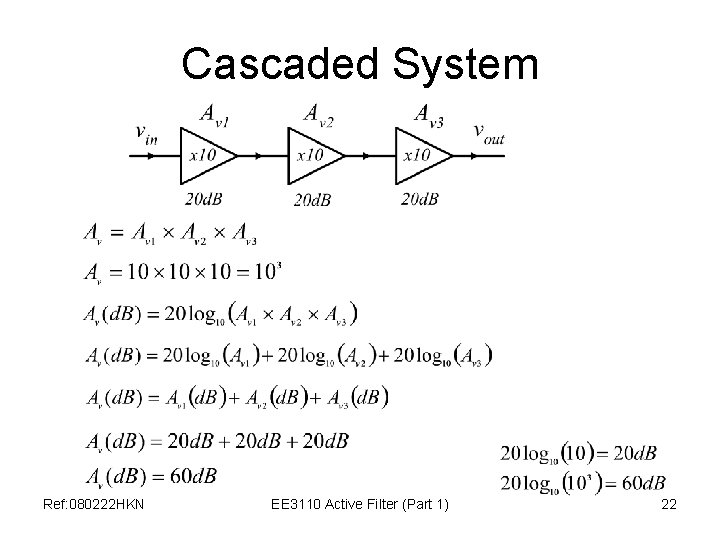 Cascaded System Ref: 080222 HKN EE 3110 Active Filter (Part 1) 22 