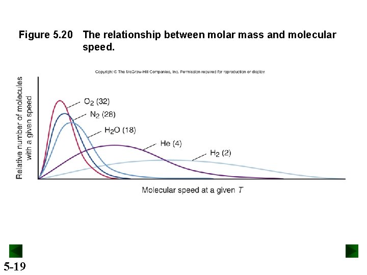 Figure 5. 20 The relationship between molar mass and molecular speed. 5 -19 