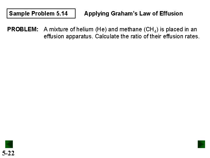 Sample Problem 5. 14 Applying Graham’s Law of Effusion PROBLEM: A mixture of helium