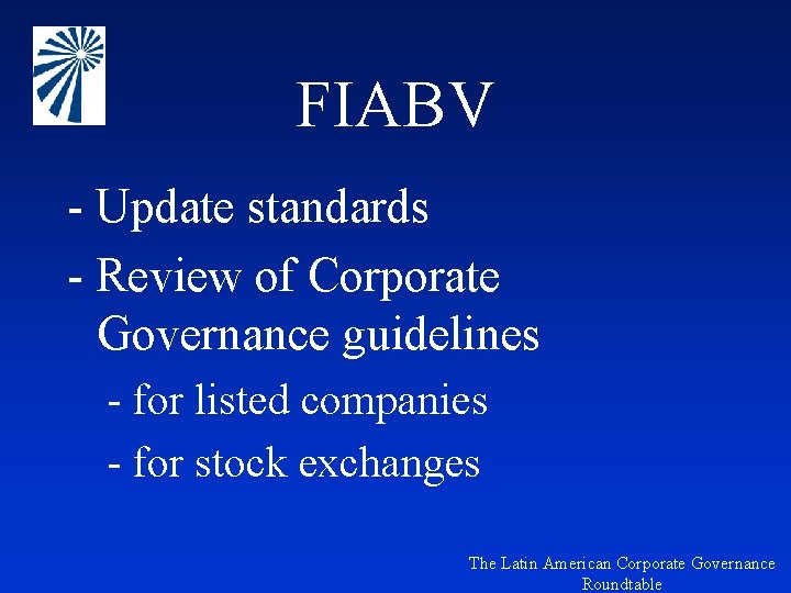 FIABV - Update standards - Review of Corporate Governance guidelines - for listed companies