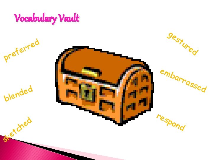 Vocabulary Vault ge st d e r r e f pre em b ble