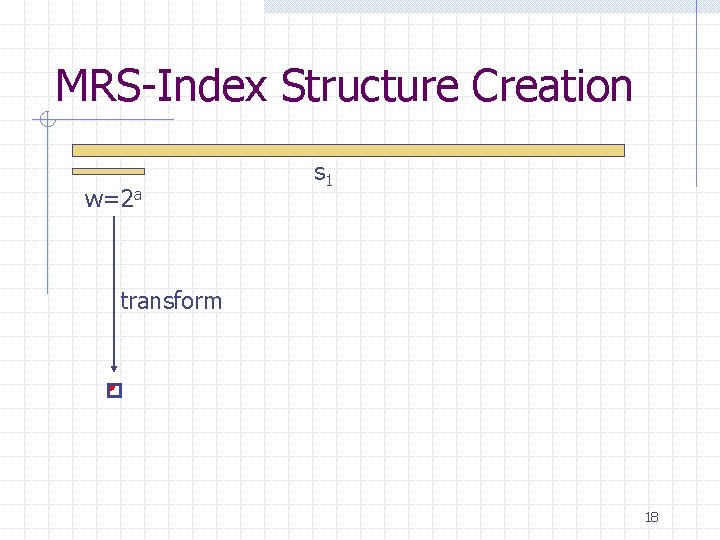 MRS-Index Structure Creation w=2 a s 1 transform 18 
