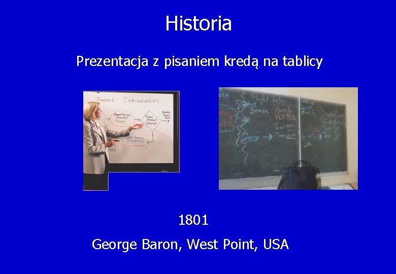 Historia Prezentacja z pisaniem kredą na tablicy 1801 George Baron, West Point, USA 