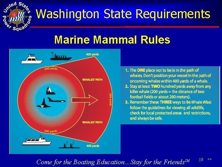 Washington State Requirements Marine Mammal Rules Come for the Boating Education…Stay for the Friends.