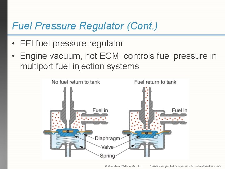 Fuel Pressure Regulator (Cont. ) • EFI fuel pressure regulator • Engine vacuum, not