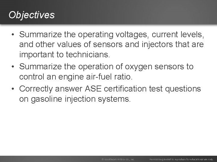 Chapter 41 Gasoline Injection Fundamentals Objectives After studying