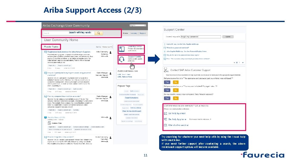 Ariba Support Access (2/3) Search with key words Try searching for whatever you need