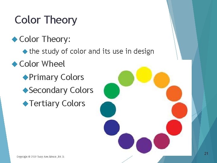 Color Theory Color the Color Theory: study of color and its use in design