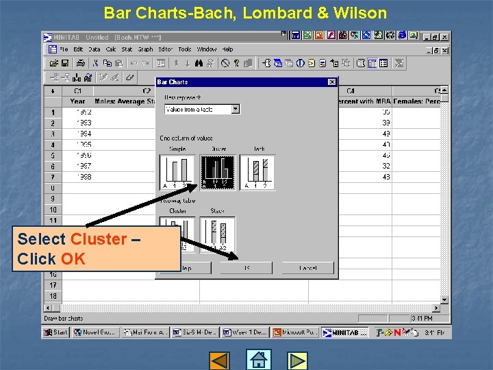 Bar Charts-Bach, Lombard & Wilson Select Cluster – Click OK 
