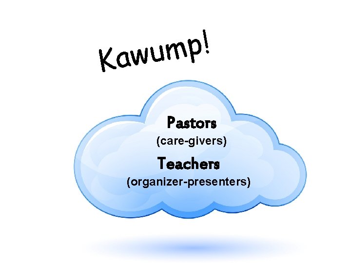 ! p m u w Ka Pastors (care-givers) Teachers (organizer-presenters) 