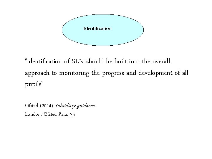 Identification ‘Identification of SEN should be built into the overall approach to monitoring the