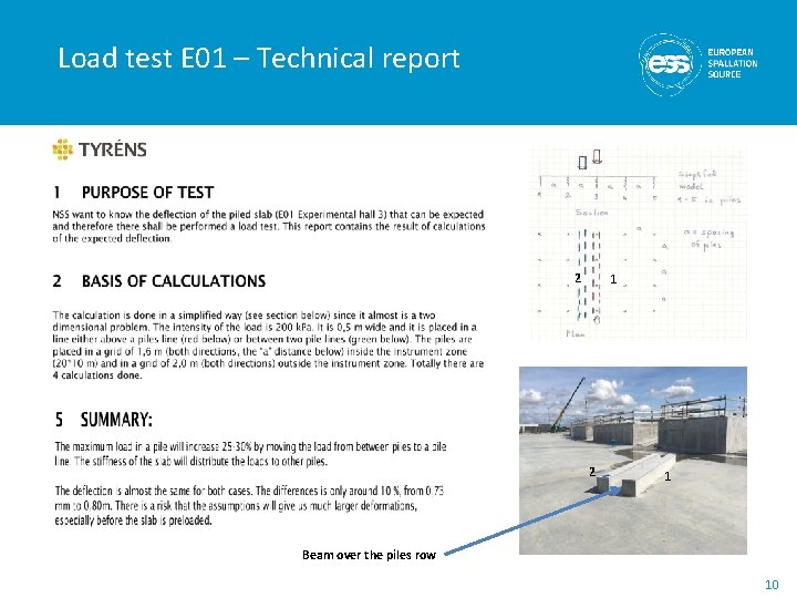 Load test E 01 – Technical report 2 1 Beam over the piles row