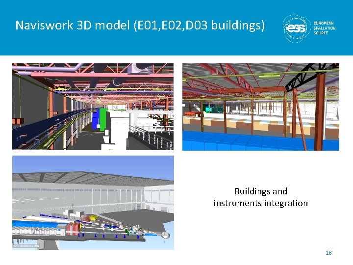 Naviswork 3 D model (E 01, E 02, D 03 buildings) Buildings and instruments