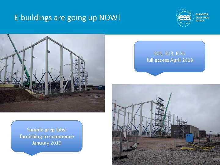 E-buildings are going up NOW! E 01, E 03, E 04: full access April