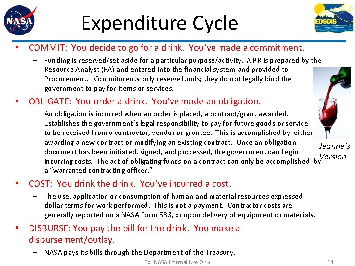 Expenditure Cycle • COMMIT: You decide to go for a drink. You’ve made a