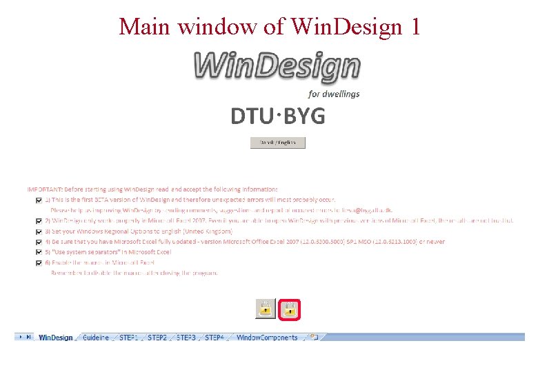 Main window of Win. Design 1 