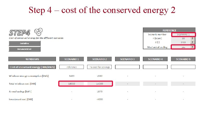 Step 4 – cost of the conserved energy 2 