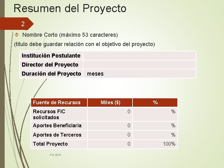 Resumen del Proyecto 2 Nombre Corto (máximo 53 caracteres) (titulo debe guardar relación con