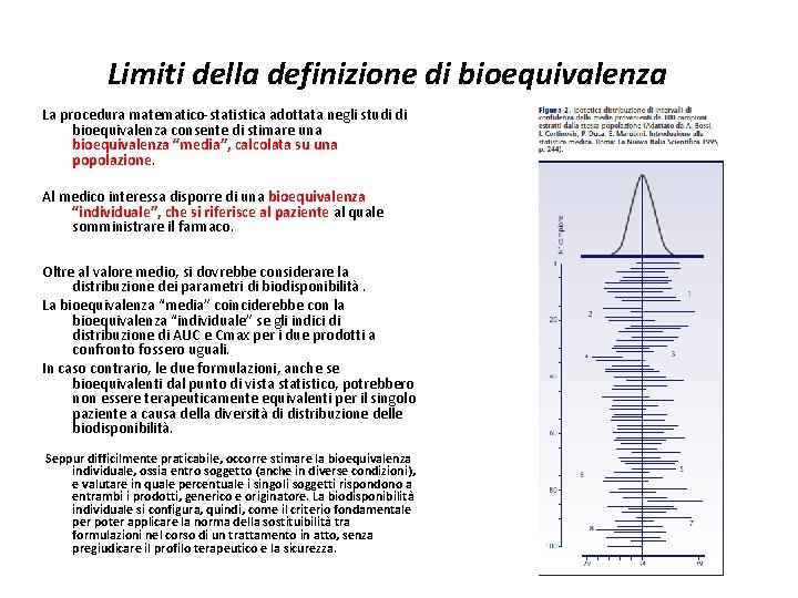 Limiti della definizione di bioequivalenza La procedura matematico-statistica adottata negli studi di bioequivalenza consente