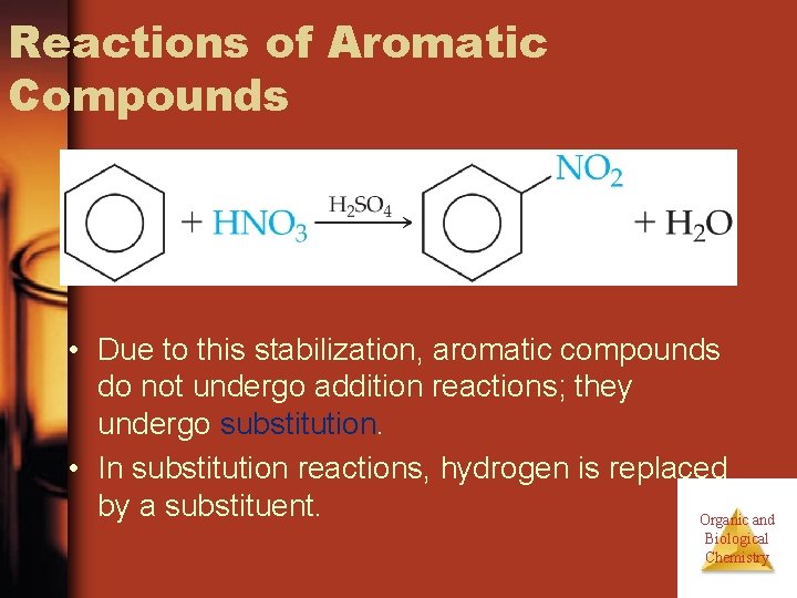 Reactions of Aromatic Compounds • Due to this stabilization, aromatic compounds do not undergo