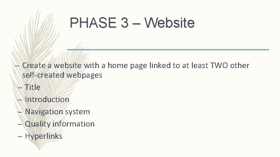 PHASE 3 – Website – Create a website with a home page linked to PHASE 3 – Website – Create a website with a home page linked to