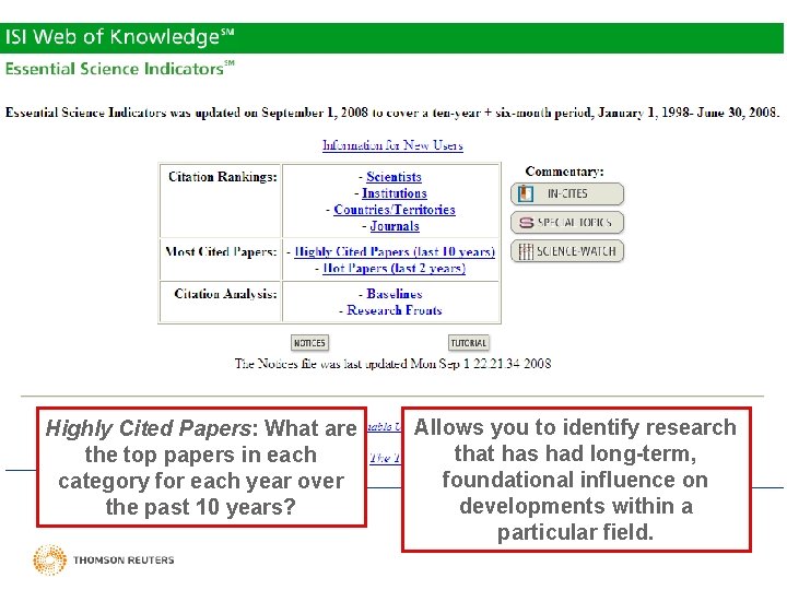 HIGHLY CITED PAPERS Highly Cited Papers: What are the top papers in each category