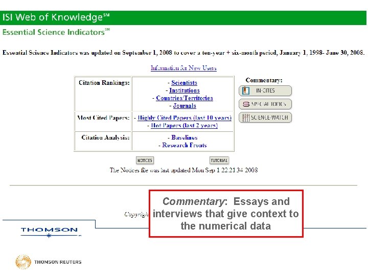 HIGHLY CITED PAPERS Commentary: Essays and interviews that give context to the numerical data