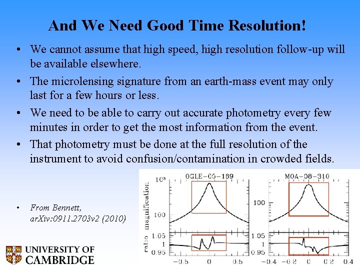 And We Need Good Time Resolution! • We cannot assume that high speed, high