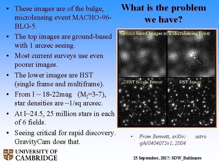  • These images are of the bulge, microlensing event MACHO-96 BLG-5. • The