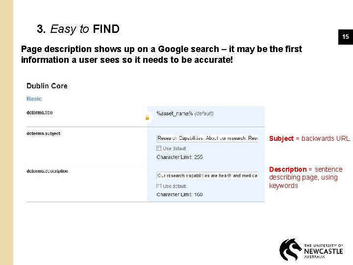 3. Easy to FIND 15 Page description shows up on a Google search –