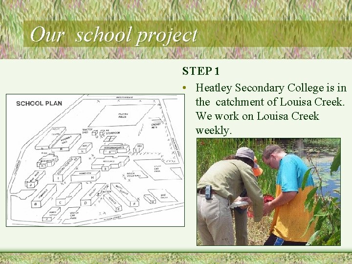 Our school project STEP 1 • Heatley Secondary College is in the catchment of
