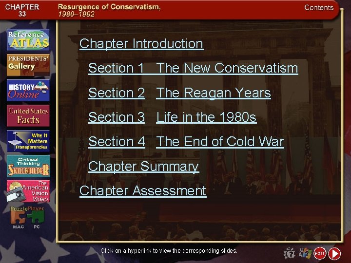 Chapter Introduction Section 1 The New Conservatism Section 2 The Reagan Years Section 3
