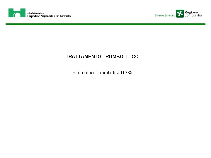 TRATTAMENTO TROMBOLITICO Percentuale trombolisi: 0. 7% 