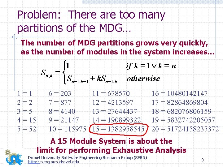Problem: There are too many partitions of the MDG… The number of MDG partitions