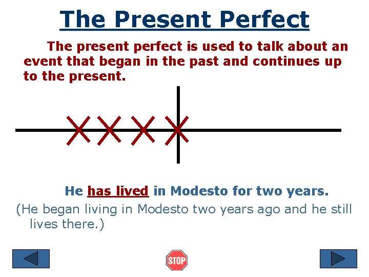The Present Perfect The present perfect is used to talk about an event that