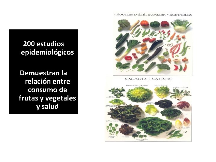 200 estudios epidemiológicos Demuestran la relación entre consumo de frutas y vegetales y salud