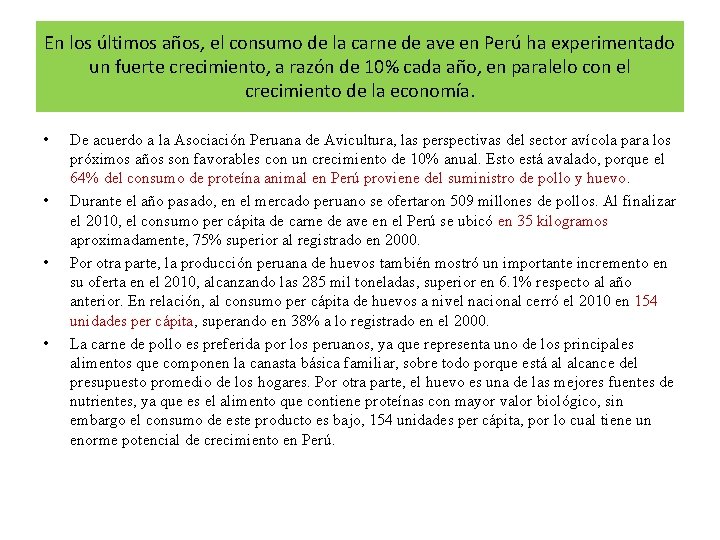 En los últimos años, el consumo de la carne de ave en Perú ha