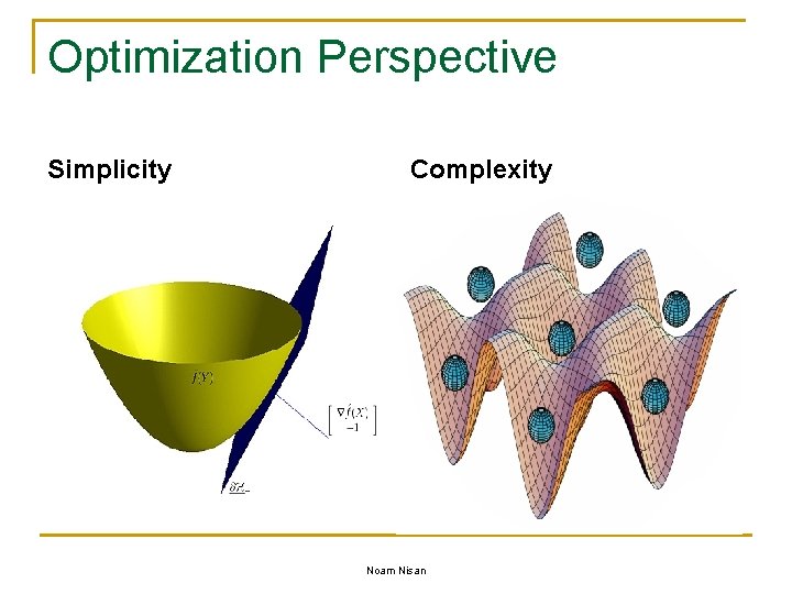 Optimization Perspective Simplicity Complexity Noam Nisan 