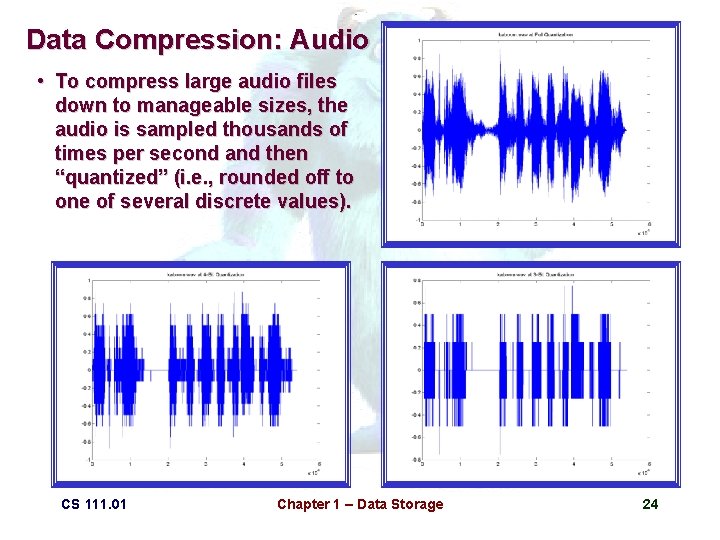 Data Compression: Audio • To compress large audio files down to manageable sizes, the