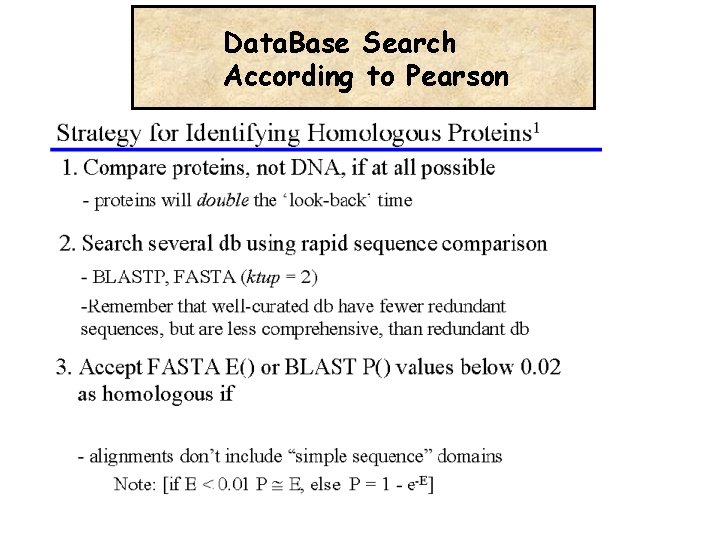 Data. Base Search According to Pearson 